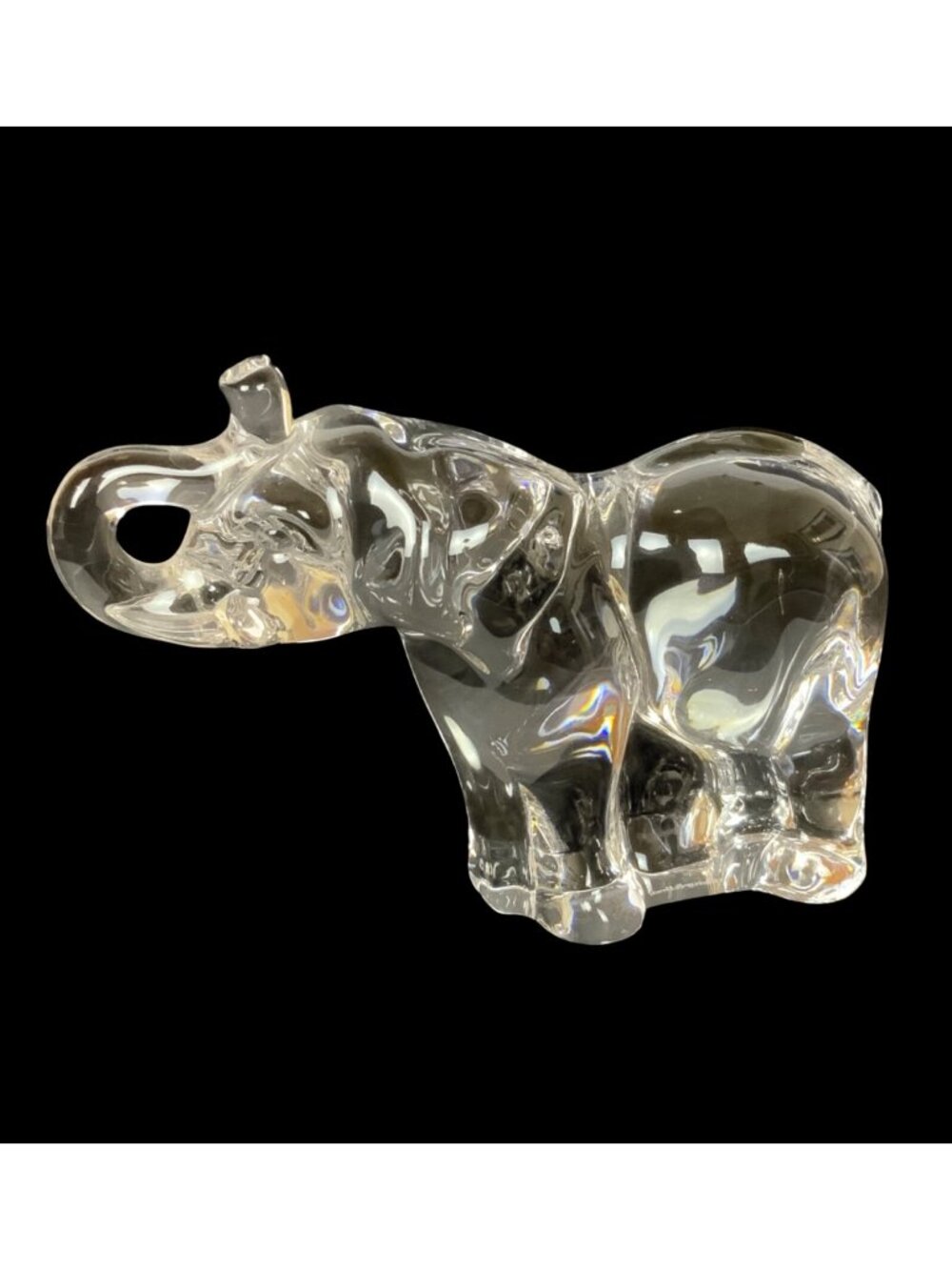 Villeroy & Boch Crystal Elephant Figurine Clear Glass Collectible Decor Trunk Up - Picture 1 of 9